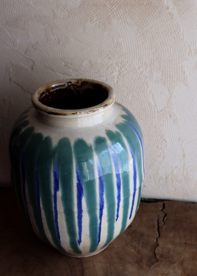 信楽焼 すだれ釉壷 民藝 茶壺 花器 投げ入れ 壷 簾
