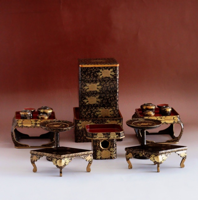 雛道具 蒔絵道具 雛人形道具 ひな祭り お重 お膳 菱餅台 三宝 高杯 花唐草