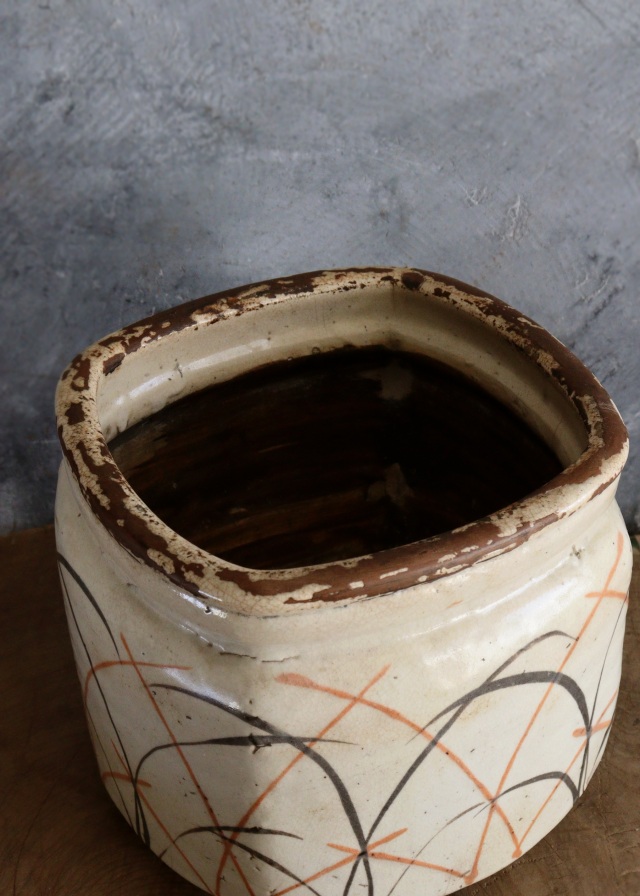 志野焼手あぶり 火鉢 鉢カバー 民藝 絵志野 Antique Sam's Collection