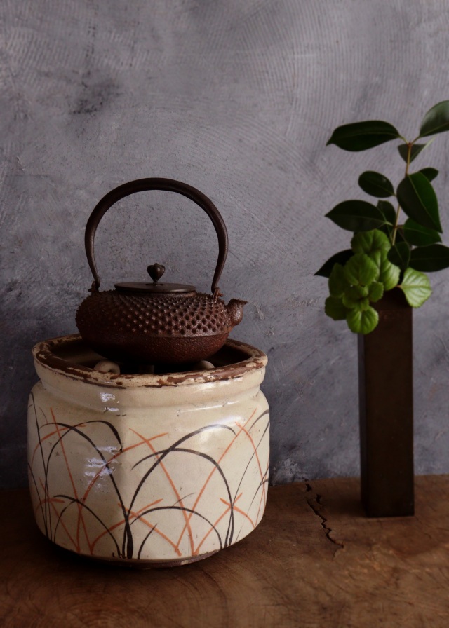 志野焼手あぶり 火鉢 鉢カバー 民藝 絵志野 Antique Sam's Collection