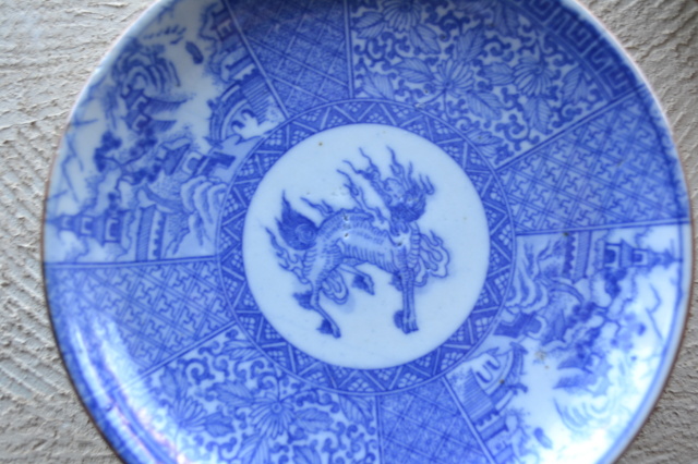 Antique Sam's Collection染付け印判麒麟紋皿