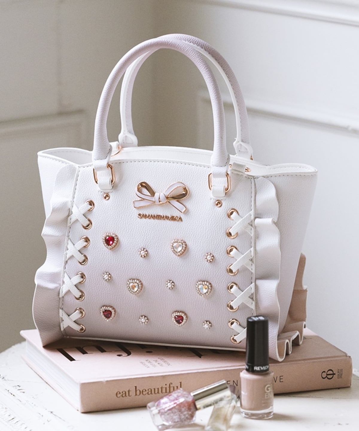 レースアップハートビジューグラデーションフラッタ―(ミニ)(FREE