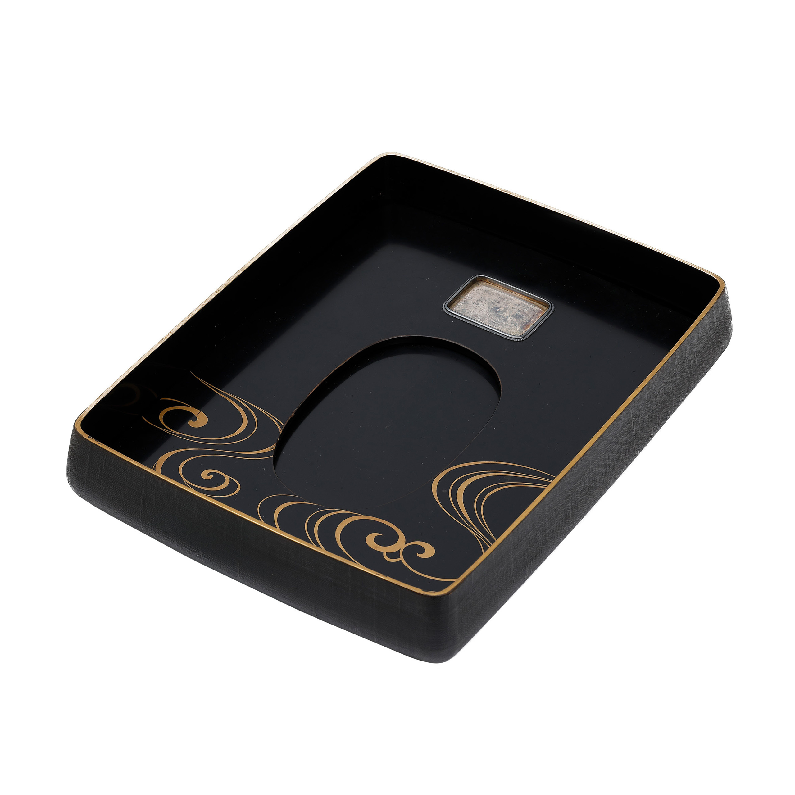 Japanese lacquer box-Makie Suzuri Bako Nami Chidori Zu (Suzuribako