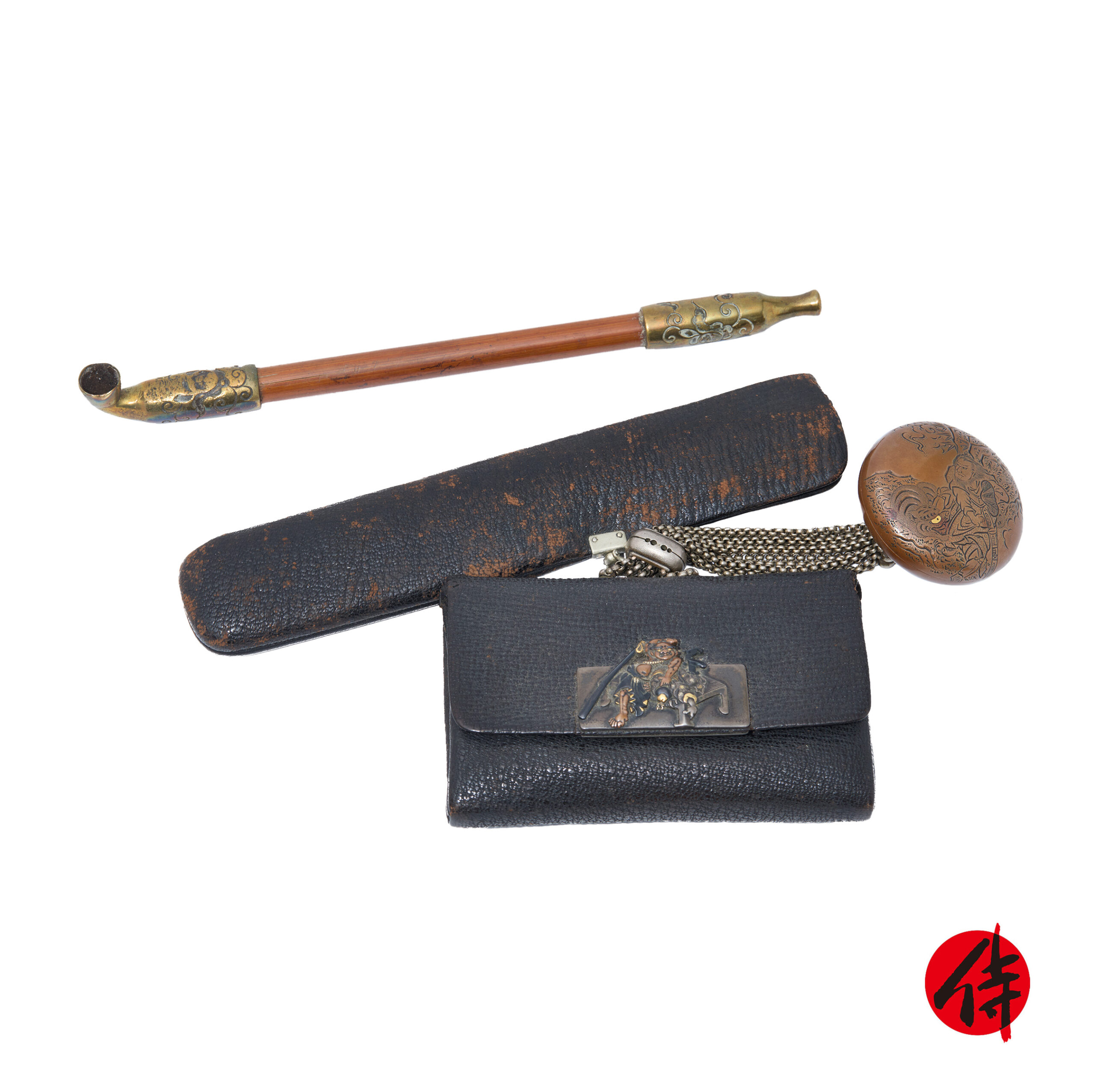 Antique Tobacco Case-Tabaco Ire and Kiseru Set (Kiseru-18