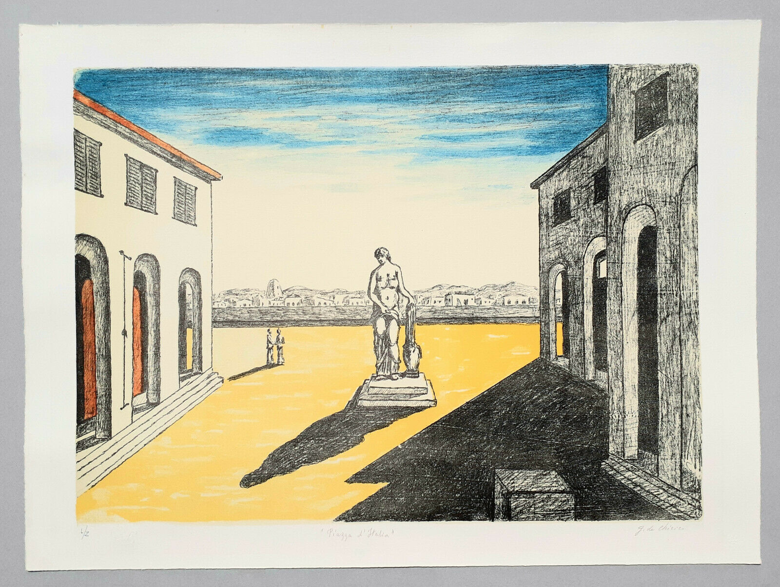Giorgio de Chirico - Piazza d'Italia con efebo - Sangallo Fine Art