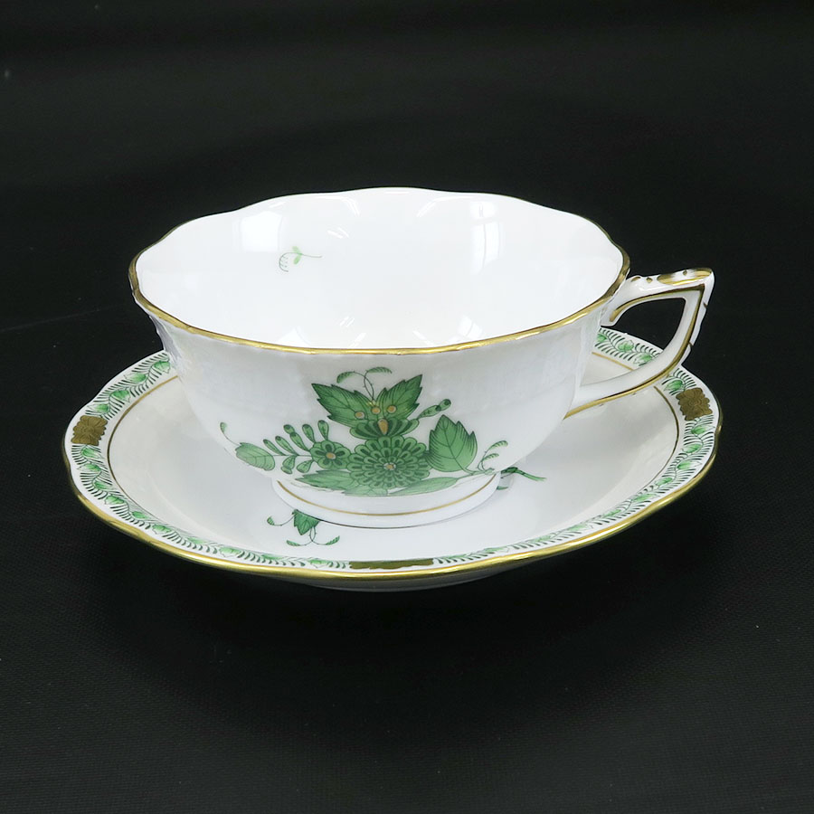 ヘレンド HEREND アポニーグリーン コーヒーカップ＆ソーサー 2客