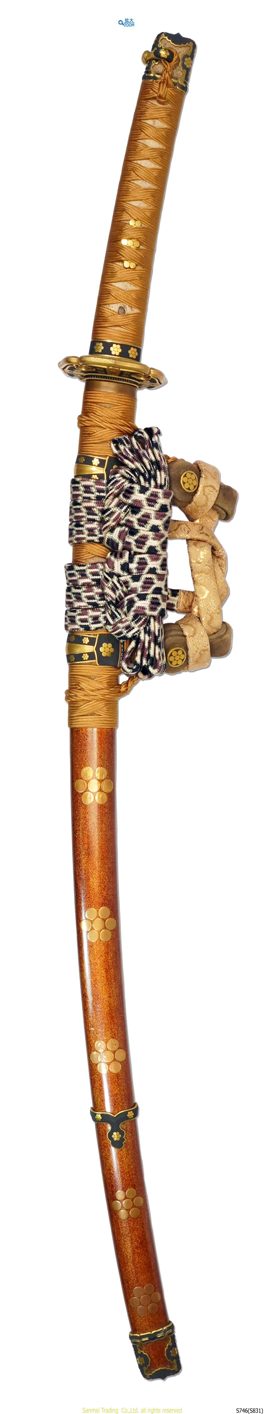 金梨子地七曜紋金切金金蒔絵鞘糸巻太刀拵 （九鬼家