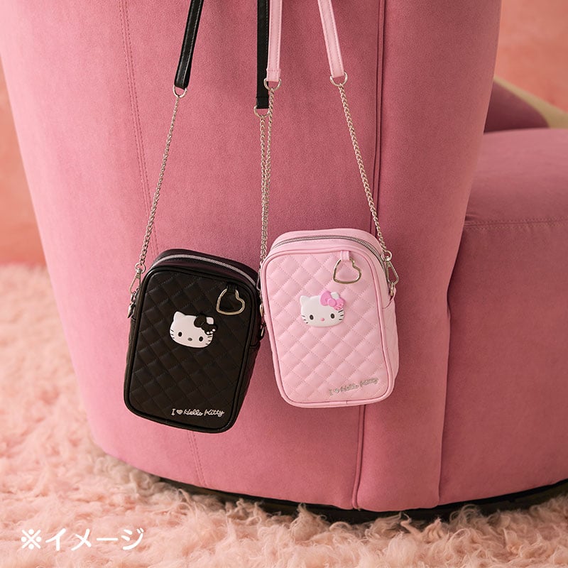 Hello Kitty Black Quilted Mini Crossbody (I Love Hello Kitty Series)