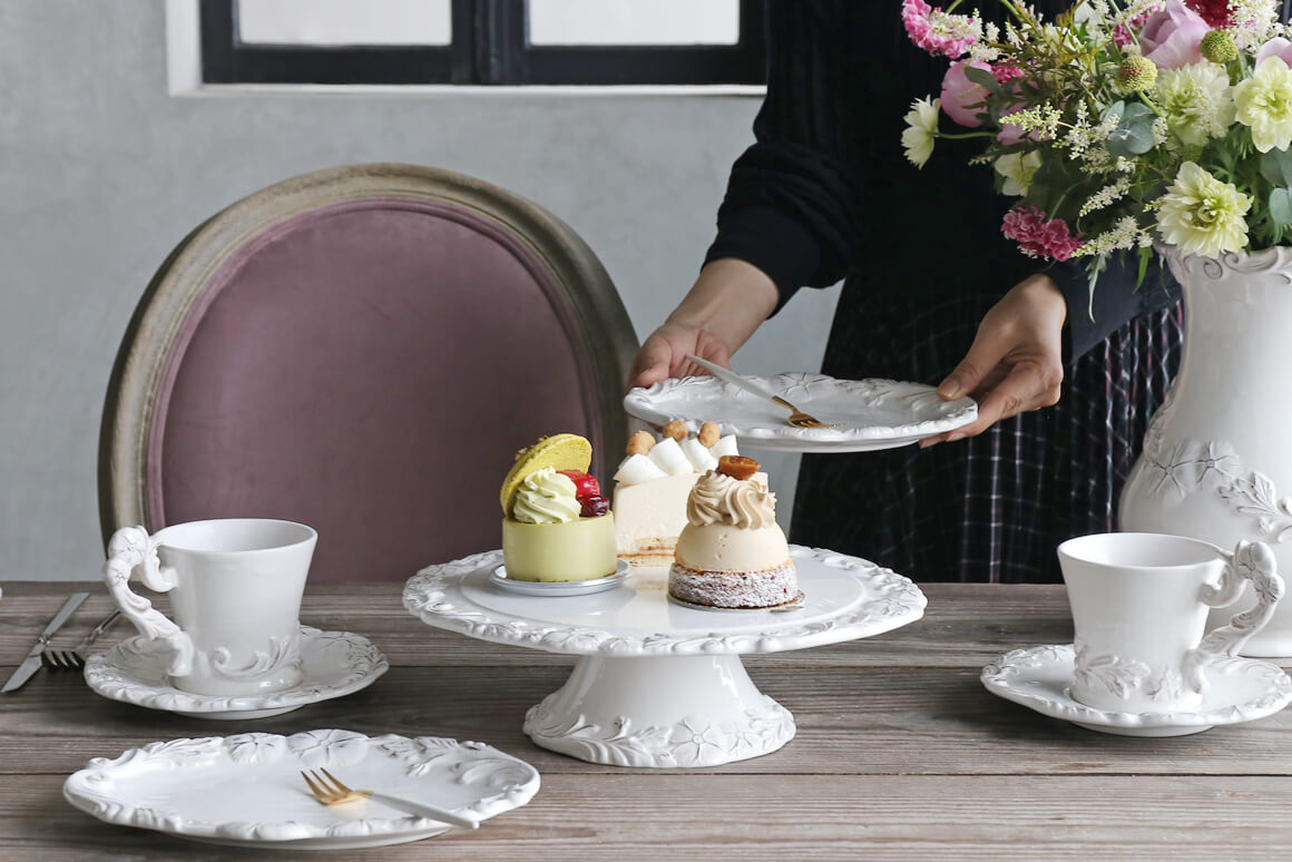 ELIOS MYFLOWER エリオス マイフラワー ケーキスタンドホワイト W23cm