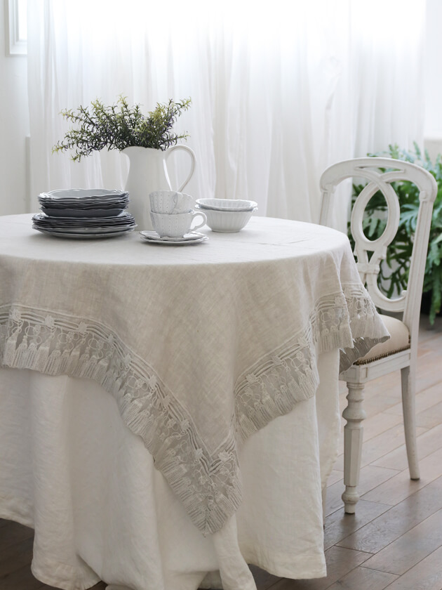 Arte PuraテーブルクロスNAPPINEレース スクエア ライトグレー