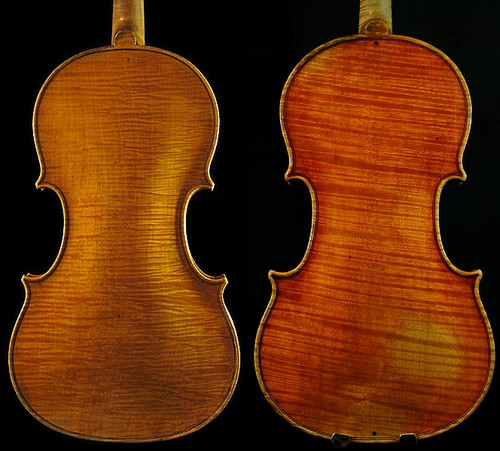 ヴァイオリン・販売・裏板・一枚板・二枚板・木目・虎杢・綺麗・音響が