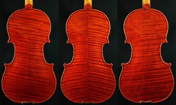 ヴァイオリン・販売・裏板・一枚板・二枚板・木目・虎杢・綺麗・音響が