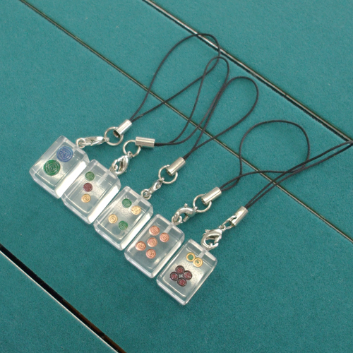 クリア麻雀牌ストラップセット【限定1組】【勝負のピンズ5個セット