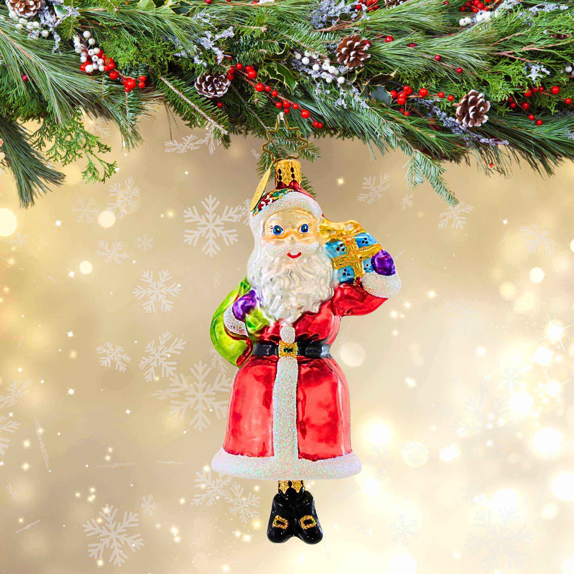 Christopher Radko 4.50In Ring-A-Ding Santa, Glass, Ornament