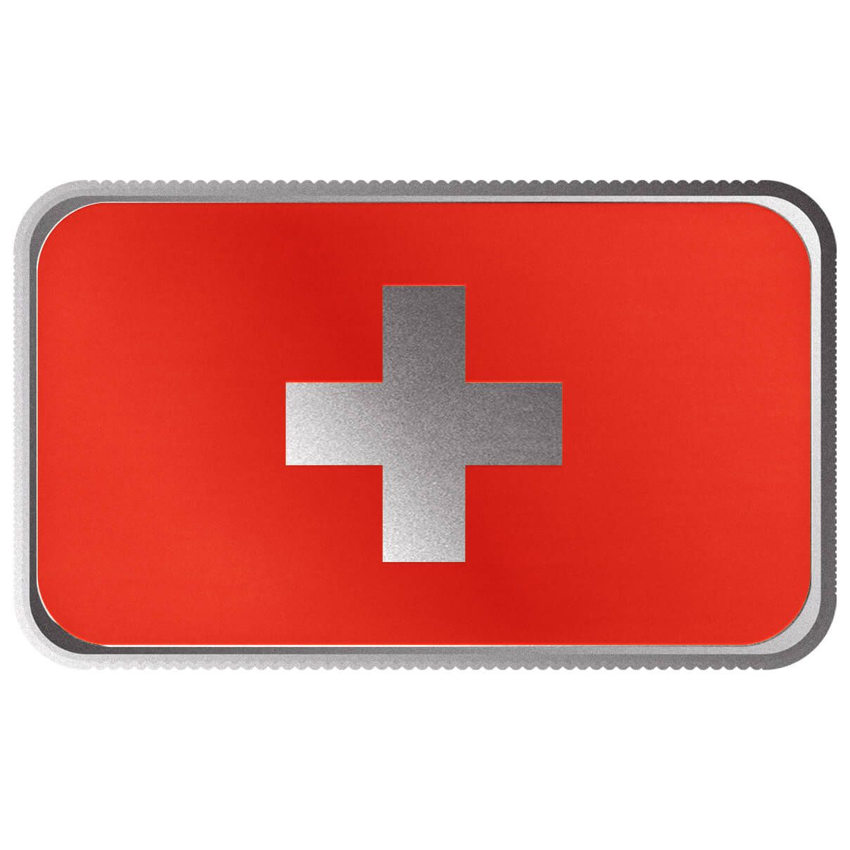Shop Switzerland Country Flag 1 Troy Ounce 999 Fine Silver Color Bar