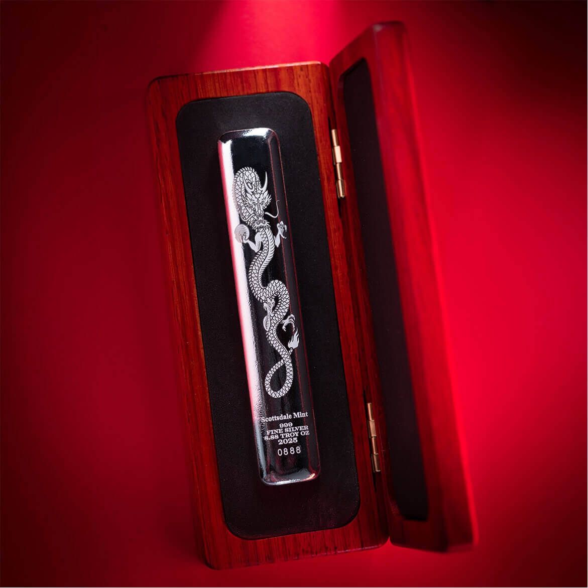 2025 Scottsdale Mint 8.88 oz 999 Fine Silver Lucky Dragon Bar