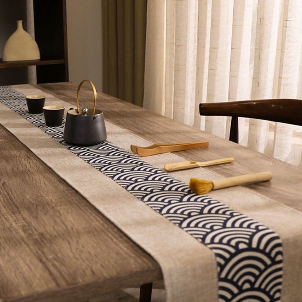 Zen Seigaiha Linen Table Runner – Seigaihaya