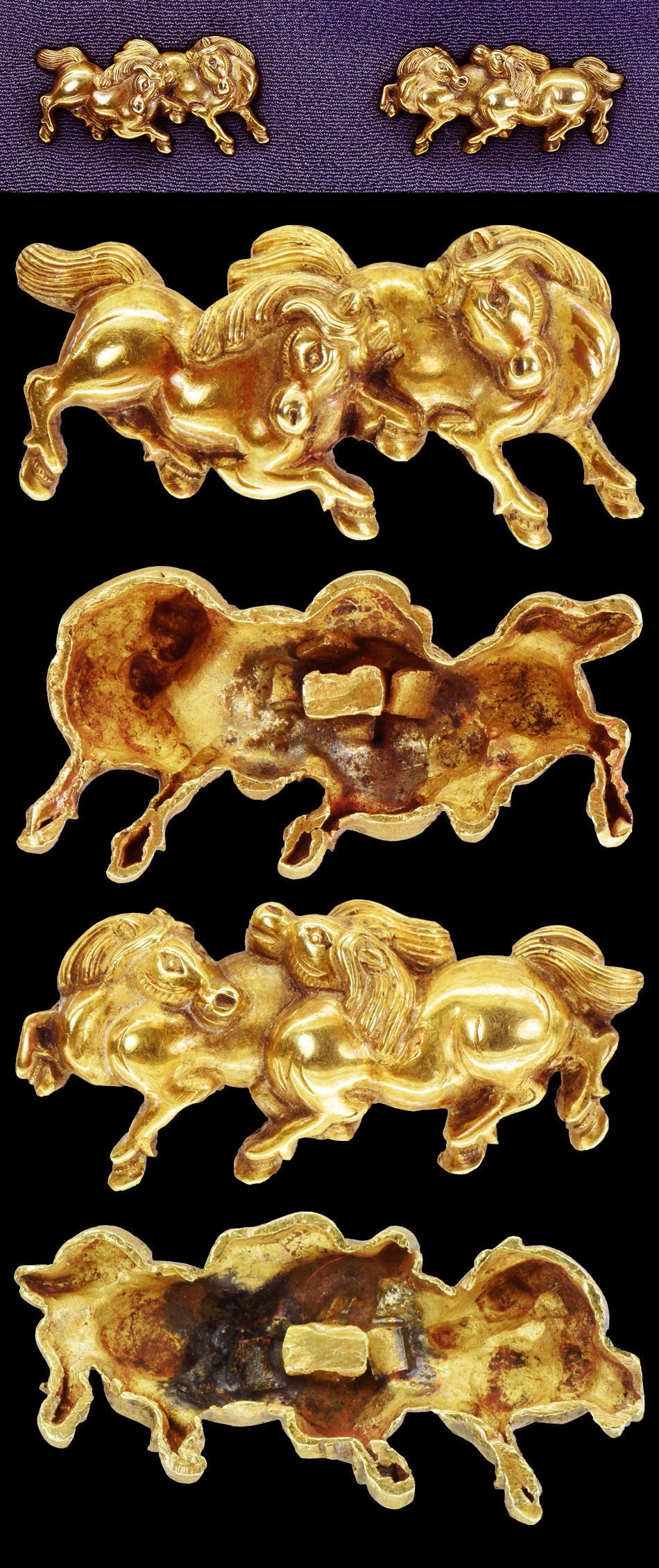 目貫 金無垢二匹馬図目貫 (ME-020214)｜刀・日本刀の販売なら日本刀