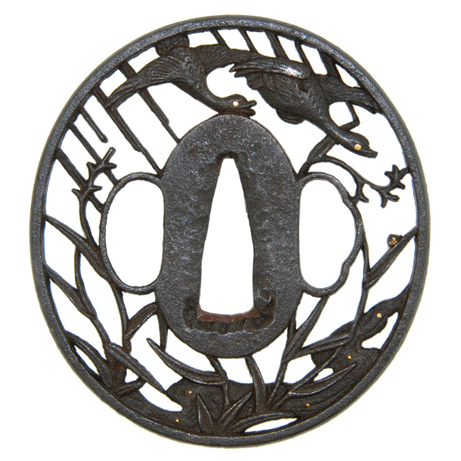 鍔 無銘 鉄地雁図透鍔(TU-171214)｜刀・日本刀の販売なら日本刀専門店