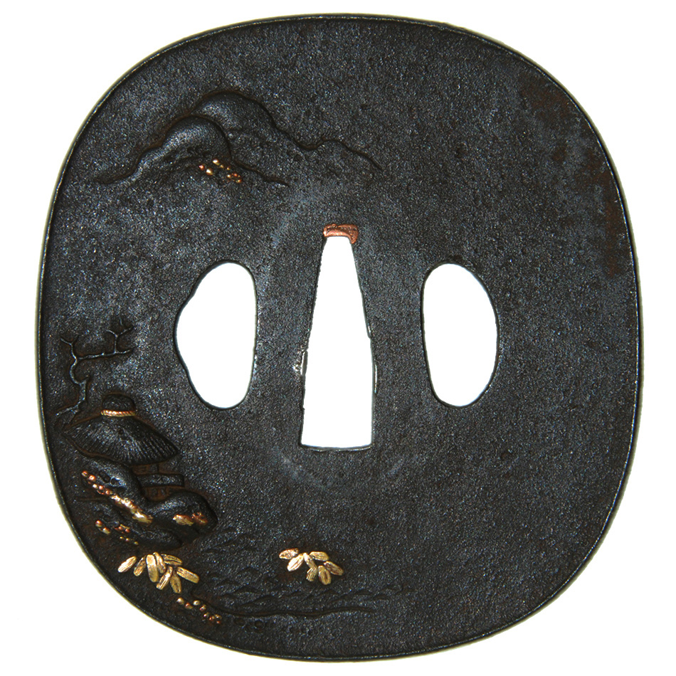 鍔 無銘 会津正阿弥 瀑下清談図鍔(TU-141214)｜刀・日本刀の販売なら