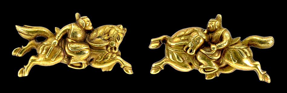 加賀後藤 加茂競馬図目貫 (ME-050115)｜刀・日本刀の販売なら日本刀