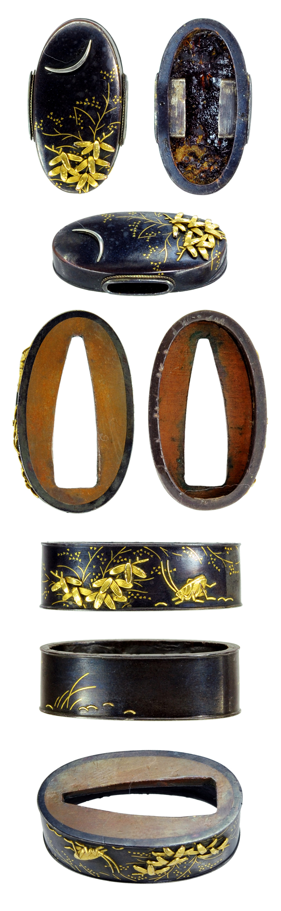 縁頭 無銘 尾張金工 月下秋虫図縁頭(FU-010416)｜刀・日本刀の販売なら