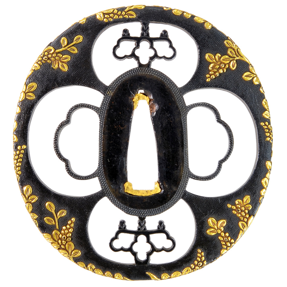 鍔 無銘 尾張金工 天地桐紋透萩図鍔(TU-030718)｜刀・日本刀の販売なら