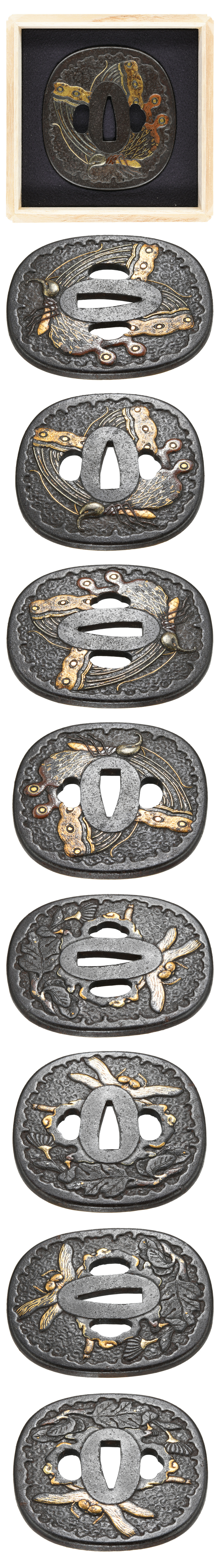 鍔 無銘 東龍斎派 揚羽蝶勝虫図鍔 (TU-030522)｜刀・日本刀の販売なら