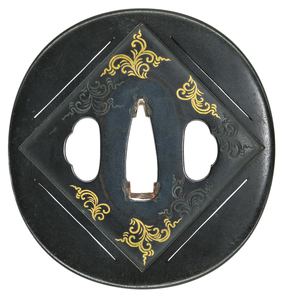 鍔 無銘 埋忠 菱唐草図鍔 (TU-021222)｜刀・日本刀の販売なら日本刀