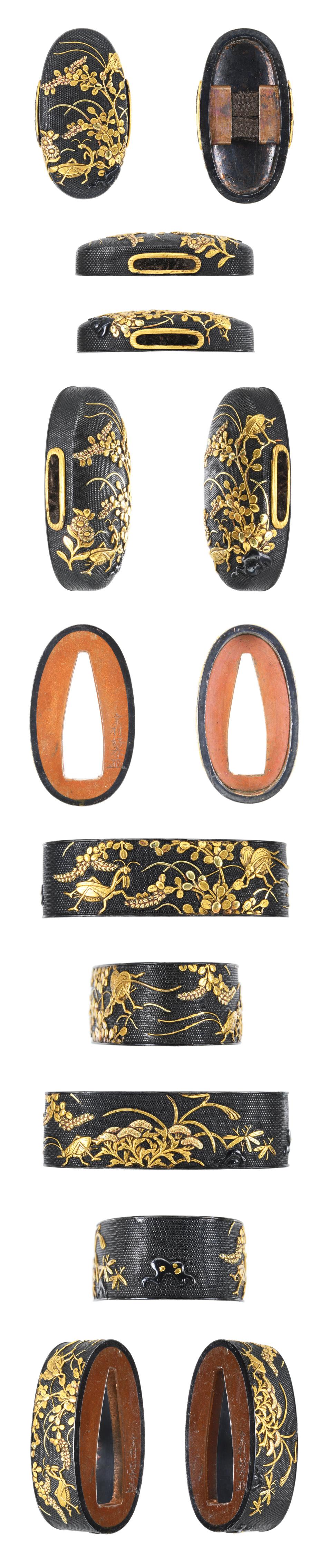 縁頭 銘 茉村好春（花押）秋草に虫図縁頭 (FU-011124)｜刀・日本刀の