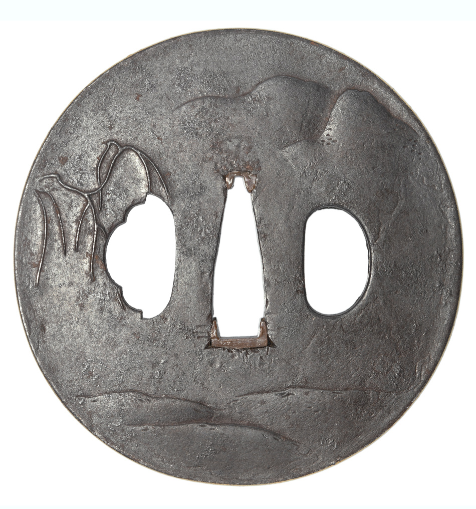 鍔 銘 長州萩住友之作 柳樹双駒図鍔 (TU-010325)｜刀・日本刀の販売