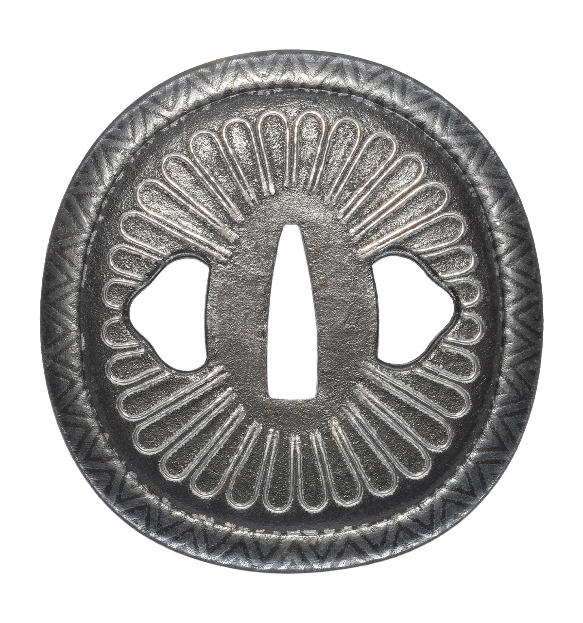 4-375 模造刀 2本 台座付き 大小 太刀 日本刀 鉄鍔 4-375 模造刀 2本