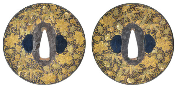 鍔 無銘 阿波献上 根笹鉄線唐草図鍔(TU-011223)｜刀・日本刀の販売なら