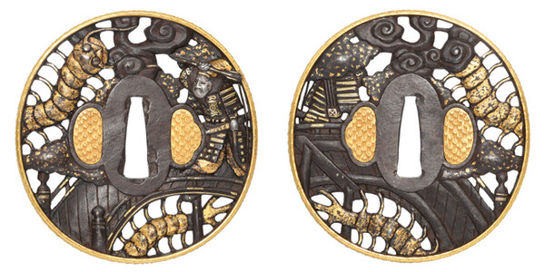 鍔 無銘 彦根 俵藤太百足退治透鍔 (TU-020625)｜刀・日本刀の販売なら