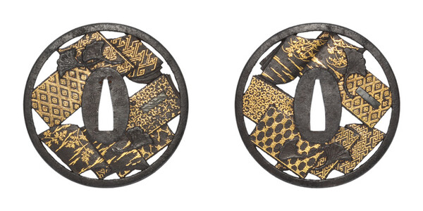 鍔 銘 埋忠宗武作 銀杏散冊子透鍔 (TU-021225)｜刀・日本刀の販売なら