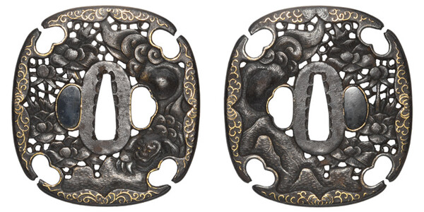 鍔 無銘 長州 牡丹獅子透鍔 (TU-040725)｜刀・日本刀の販売なら日本刀