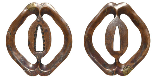 鍔 無銘 伝 肥後 西垣四郎作 左右海鼠透図鍔 (TU-060725)｜刀・日本刀