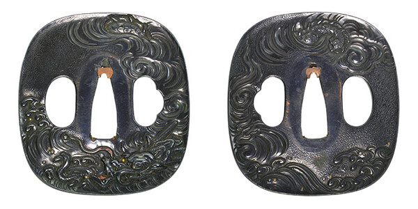 鍔 無銘 水戸 波濤雲龍図鍔(TU-080519)｜刀・日本刀の販売なら日本刀