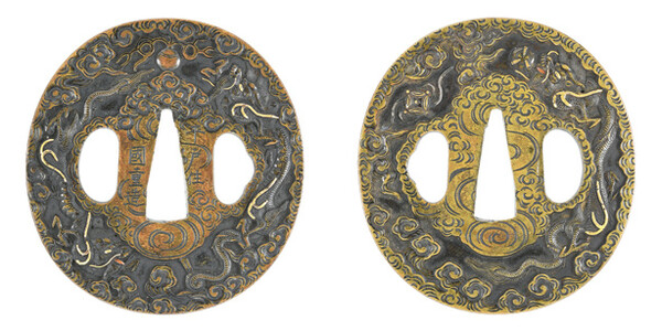 鍔 銘 平戸住国重造 三疋龍図鍔 (TU-080924)｜刀・日本刀の販売なら