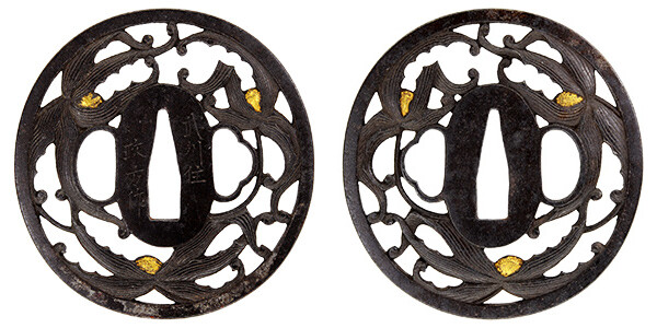 鍔 銘 武州住政方作 蘭花透鍔(TU-090517)｜刀・日本刀の販売なら日本刀