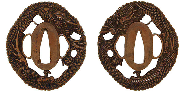 鍔 銘 奈良正好 昇龍の図鍔(TU-120315)｜刀・日本刀の販売なら日本刀