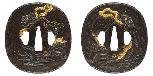 鍔 無銘 東龍斎派 風神雷神図鍔(TU-130423)｜刀・日本刀の販売なら日本