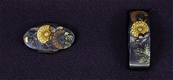 海】江戸明治期 日本刀装具 金象嵌 縁頭 4点(1点在銘) 骨董品 美術品