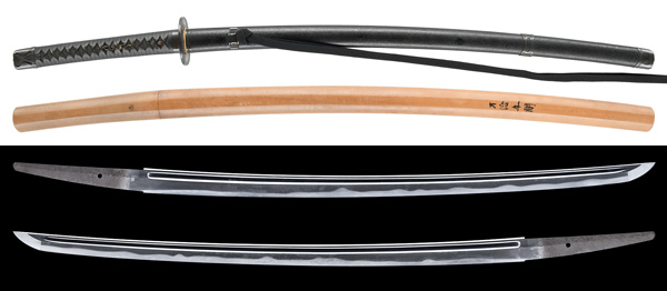 刀 石見大掾藤原国助 附 しぼ革塗鞘半太刀拵（KA-070525）｜刀・日本刀