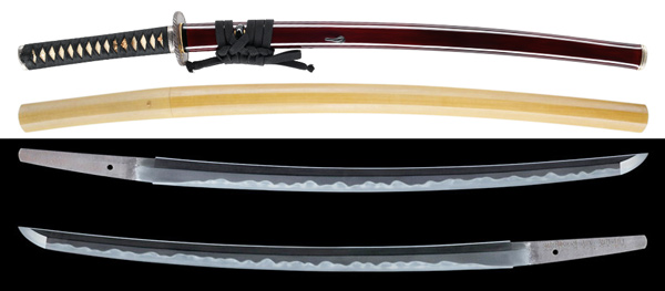 刀 備前国住長船二郎左衛門尉藤原勝光 永正三年八月吉日 附 金梨地家紋