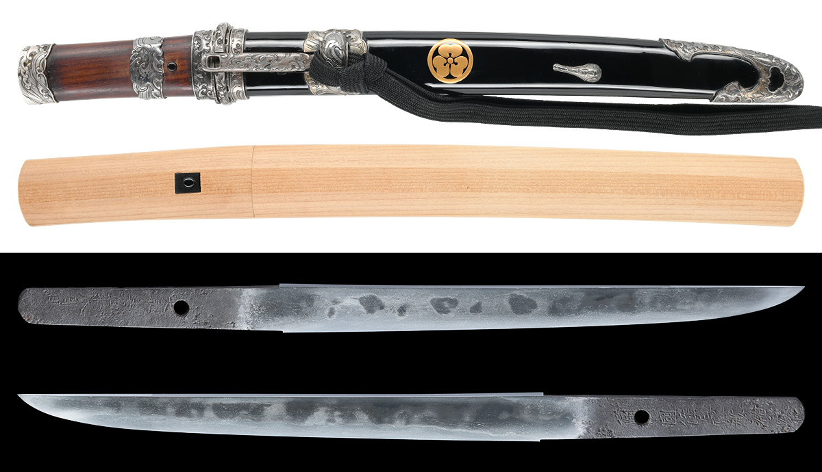 短刀 備前国住長船祐定作 大永六年八月日 附 黒呂塗鞘短刀拵（TA