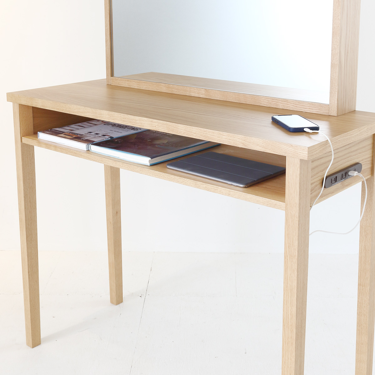 大きな鏡のシンプルなセット面ドレッサー 美容室やサロンに 別注色対応