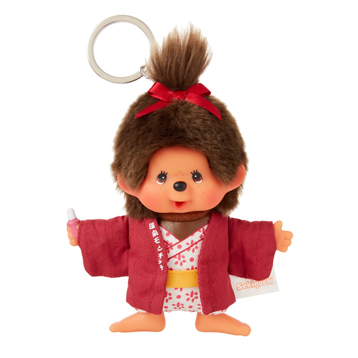 温泉モンチッチ 女の子 Sサイズ/ フラットキーチェーン | ぬいぐるみの