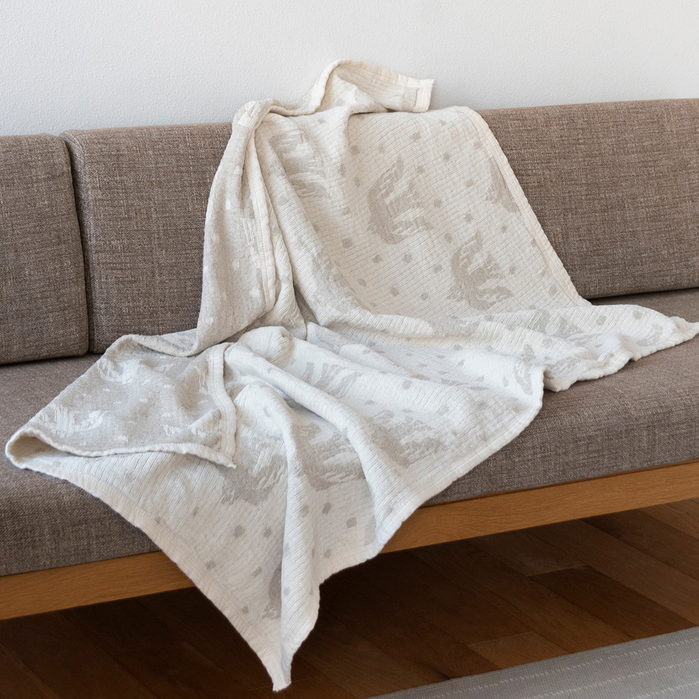 リネン＆シュニールコットン ハーフブランケット 140×90cm birds in