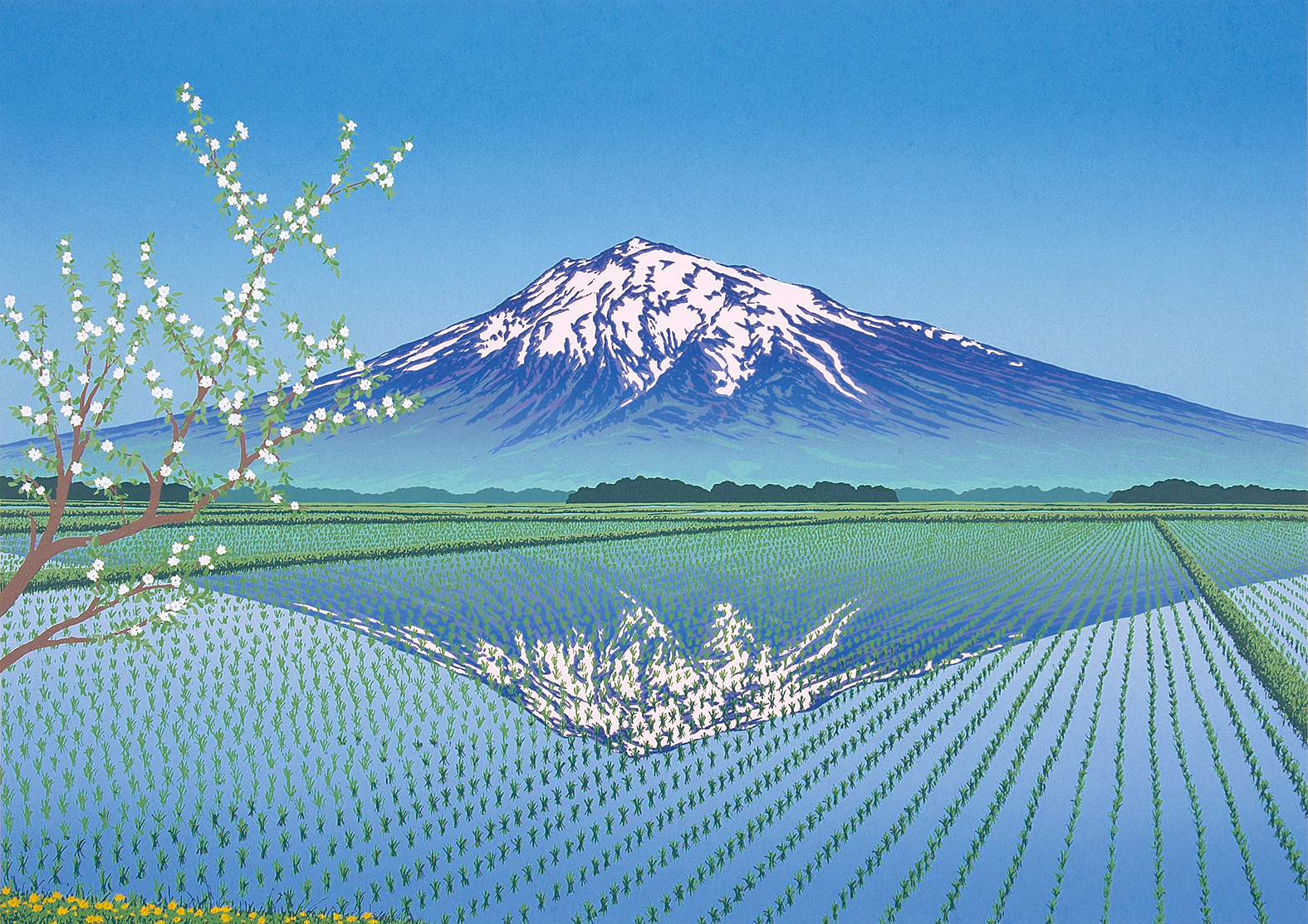 眺望 津軽富士 - 版画家 小暮真望